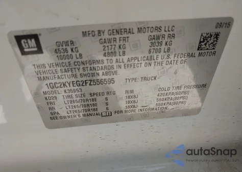 2015 Chevrolet Silverado 3500Hd Wt z USA, uszkodzony, nr VIN 1GC2KYEG2FZ556595